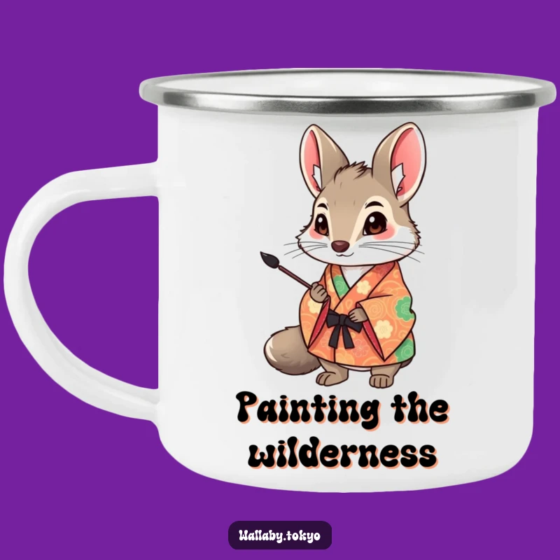 Funny Wallaby Art Camping Mug: Creative Kimono Wallaby Outdoor Gift
