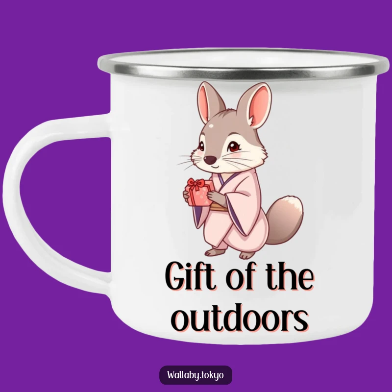 Funny Wallaby Kimono Gift Camping Mug: Elegant Marsupial Drinkware, Outdoor Gift