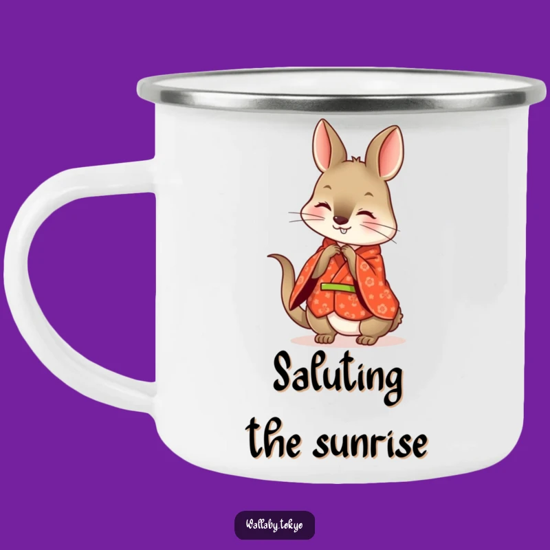Funny Wallaby Red Kimono Camping Mug: Polite Adventures with Hilarious Art