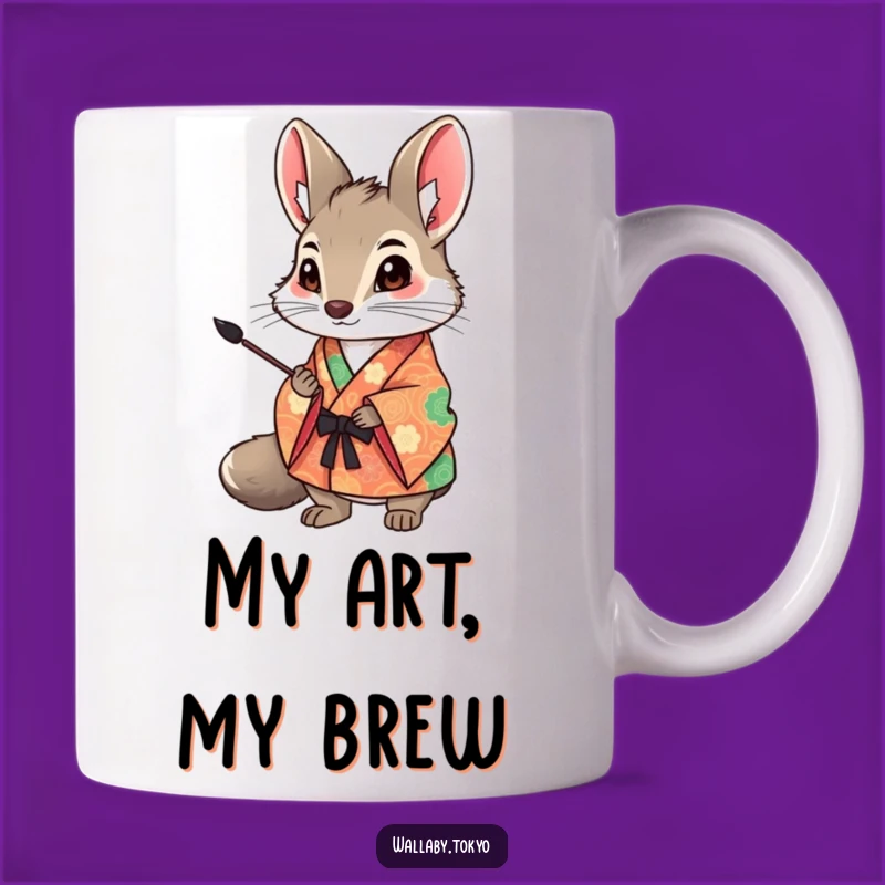 Funny Wallaby Art Mug: Creative Kimono Wallaby Ink Brush Gift Mug