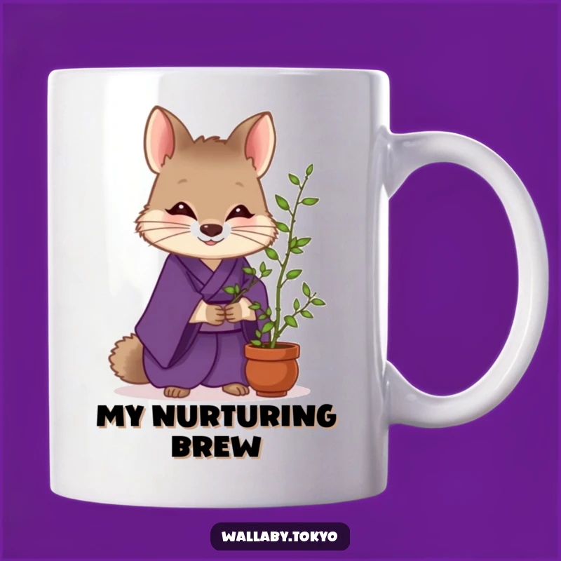 Funny Wallaby Zen Mug: Purple Kimono Wallaby Bamboo Care Gift Mug