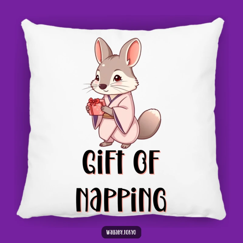 Funny Wallaby Kimono Gift Pillow: Elegant Marsupial Cushion, Cozy Gift