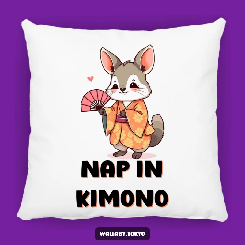 Funny Wallaby Kimono Pillow: Joyful Bowing Cushion, Humorous Decor