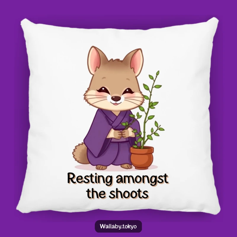 Funny Wallaby Zen Pillow: Purple Kimono Wallaby Cushion Gift