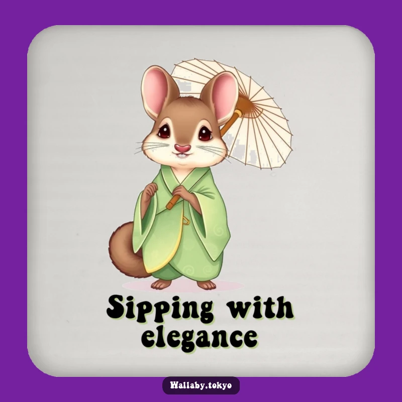 Funny Elegant Wallaby Coaster: Protect Surfaces with Humorous Sophistication!