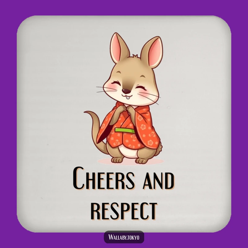Funny Wallaby Kimono Coasters: Protect Surfaces with Polite Charm