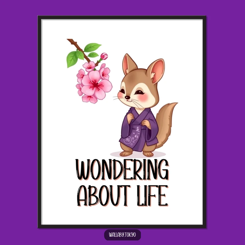 Funny Purple Wallaby Poster: Contemplative Art & Humorous Decor for Your Walls!