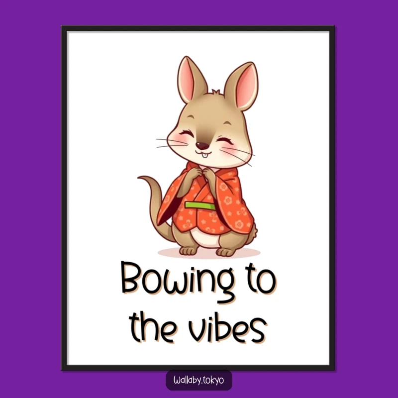 Funny Wallaby Kimono Poster: Elegant Wall Art for a Polite Space