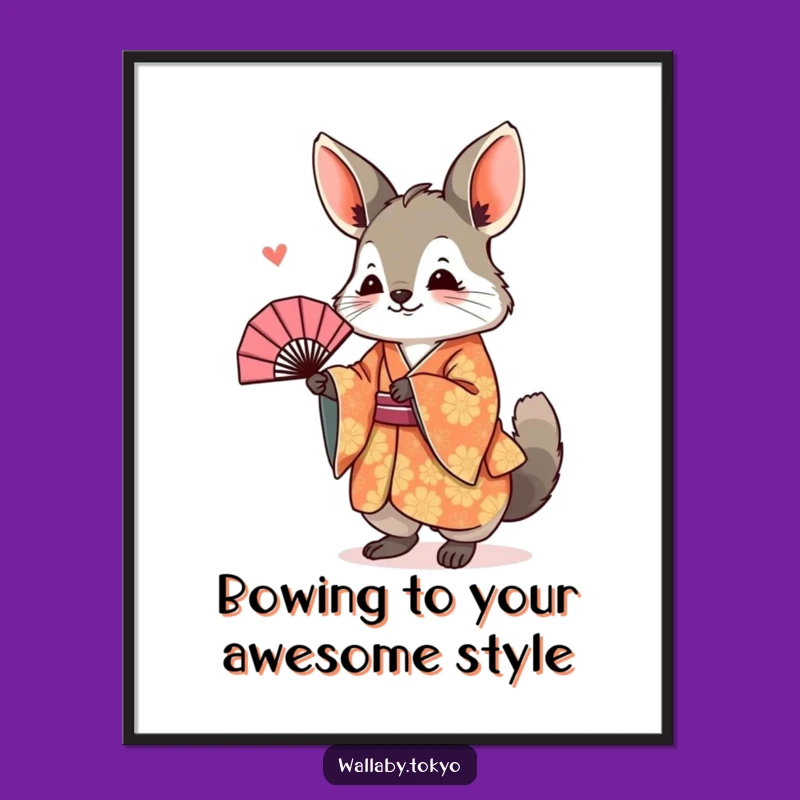 Free Printable Wallaby Wall Art: Kimono Fan Downloadable Decor