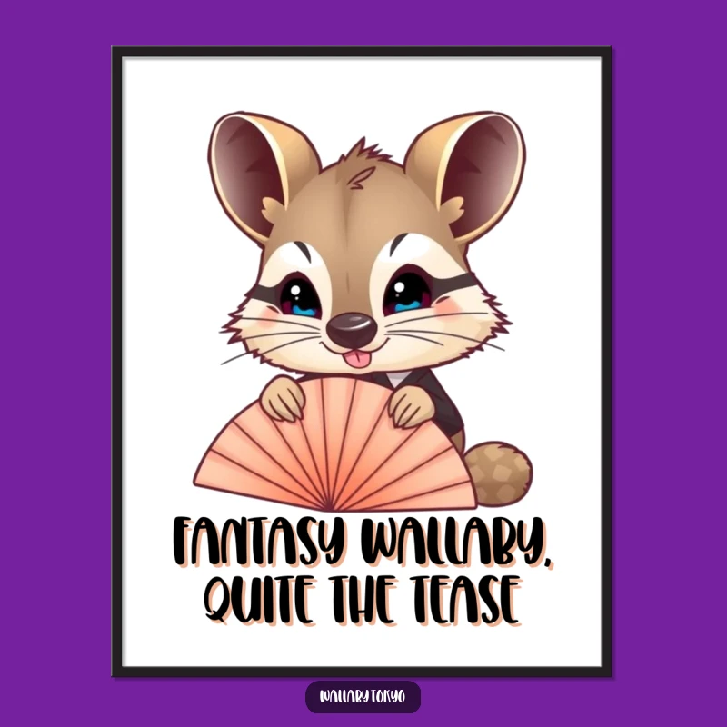 Free Printable Wall Art: Playful Wallaby with Fan, Whimsical Home Decor