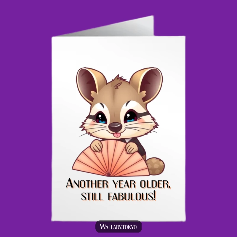 Free Printable Birthday Card: Funny Wallaby Peeking Over Fan, Hilarious DIY Gift