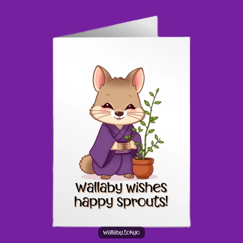 Free Printable Birthday Card: Zen Wallaby Kimono Bamboo, Humorous Downloadable Gift