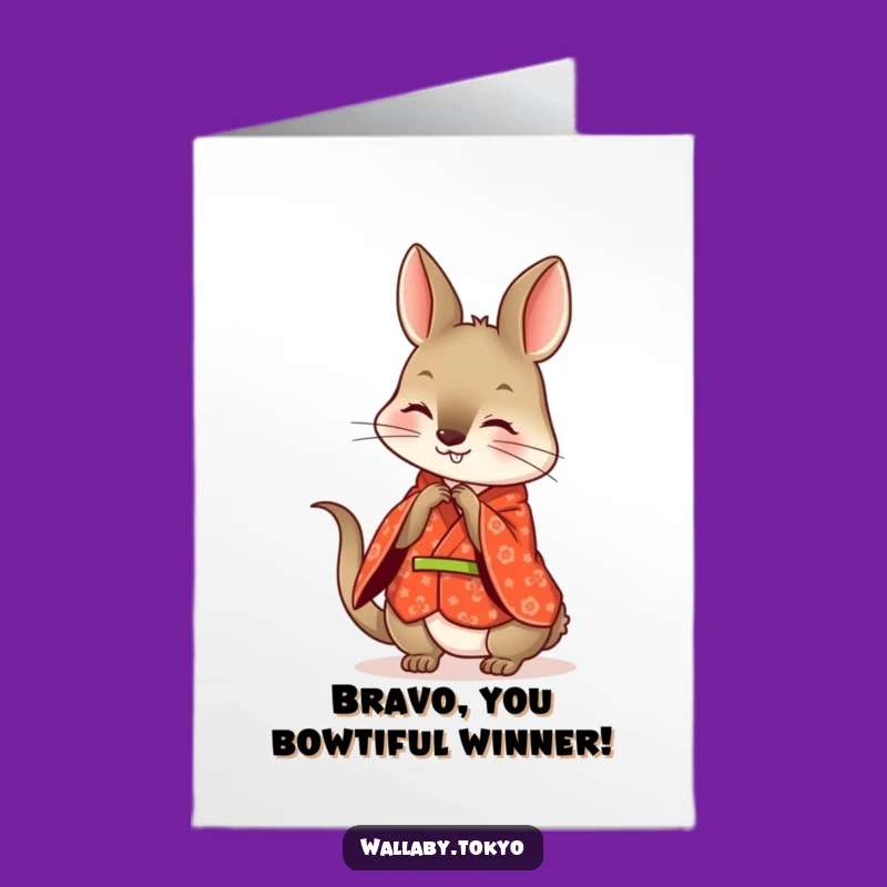 Free Printable Wallaby Bow Congrats Card - Polite Downloadable Humor Gift