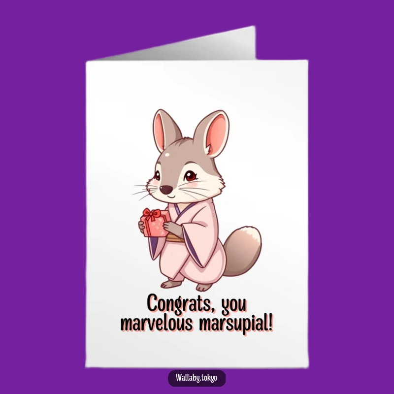 Free Printable Wallaby Congrats Card: Kimono, Gift, Elegant Downloadable Celebration