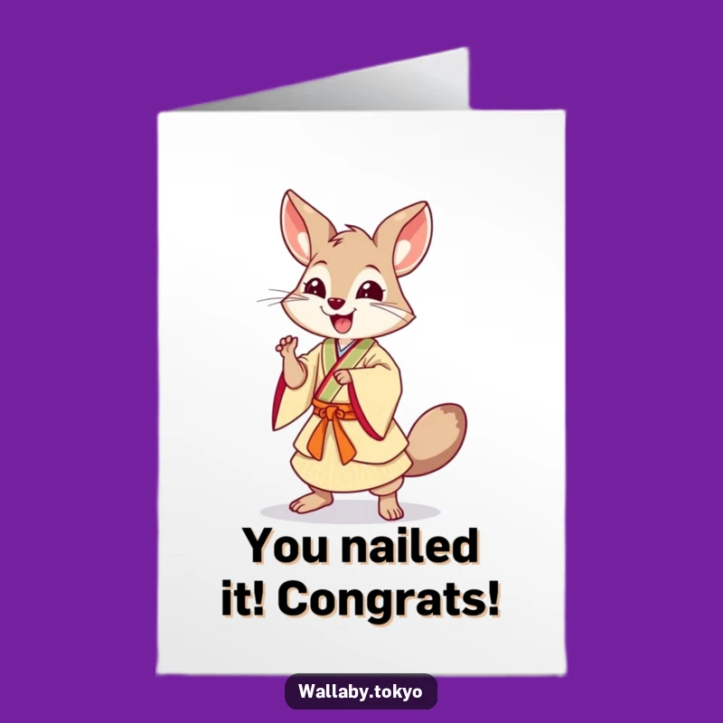 Free Printable Congrats Card: Dancing Wallaby, Celebrate With Joy!