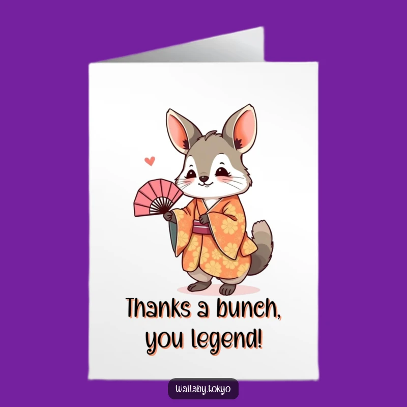 Free Printable Wallaby Thank You Card: Kimono Fan Design