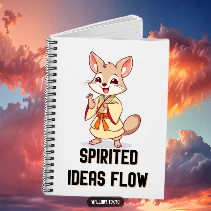 Funny Dancing Wallaby Notebook: A wallaby in Japanese dress in a dynamic dance pose, perfect for funny notes and energetic journaling.