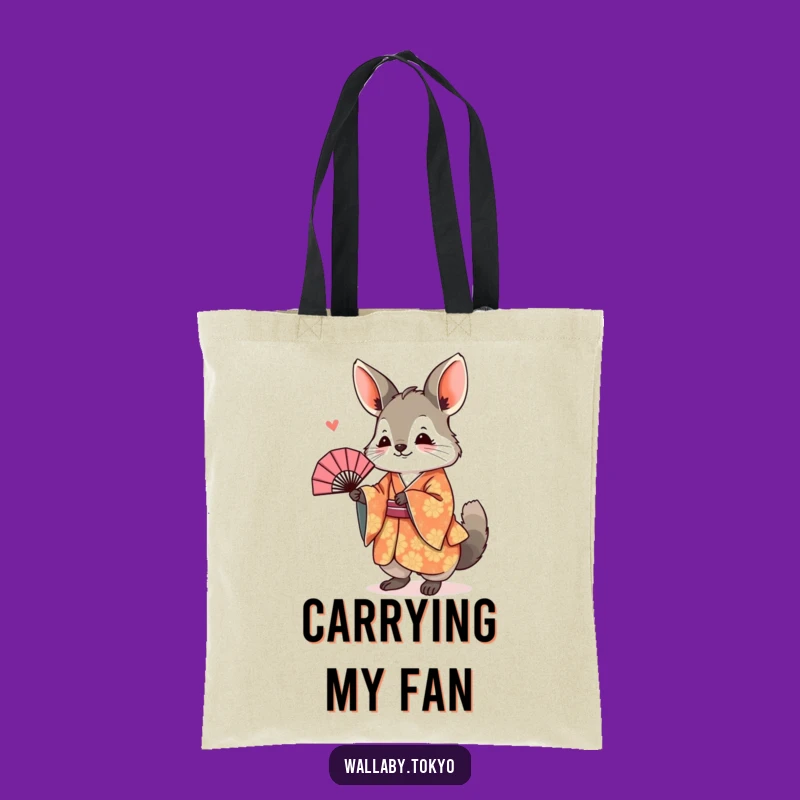 Funny Wallaby Kimono Tote Bag: Joyful Bowing Art Bag, Humorous Accessory