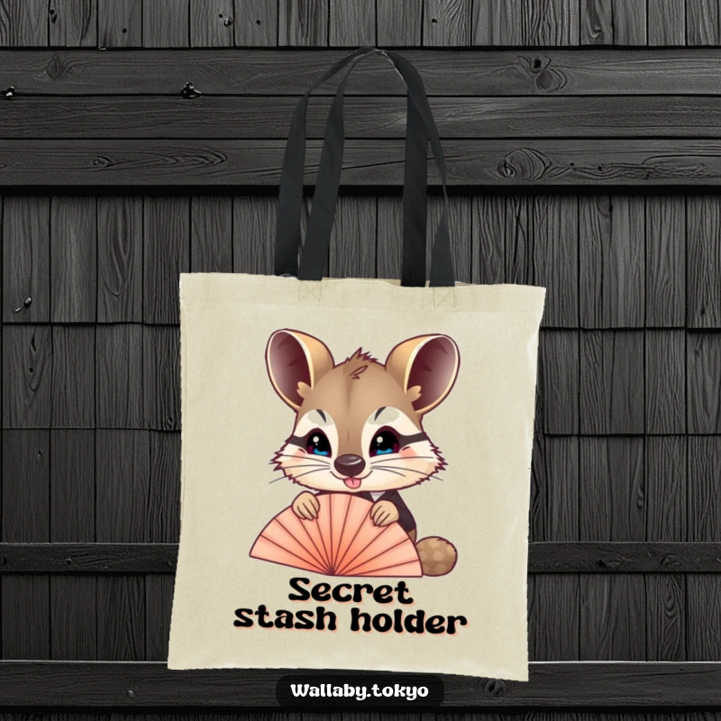 Funny Wallaby Fan Tote Bag: A wallaby in formal clothes peeking over a fan, a funny and functional accessory for everyday use.